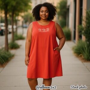 Cherokee Cotton Sleeveless Sundress Swim Midi Maxi Pink Coral